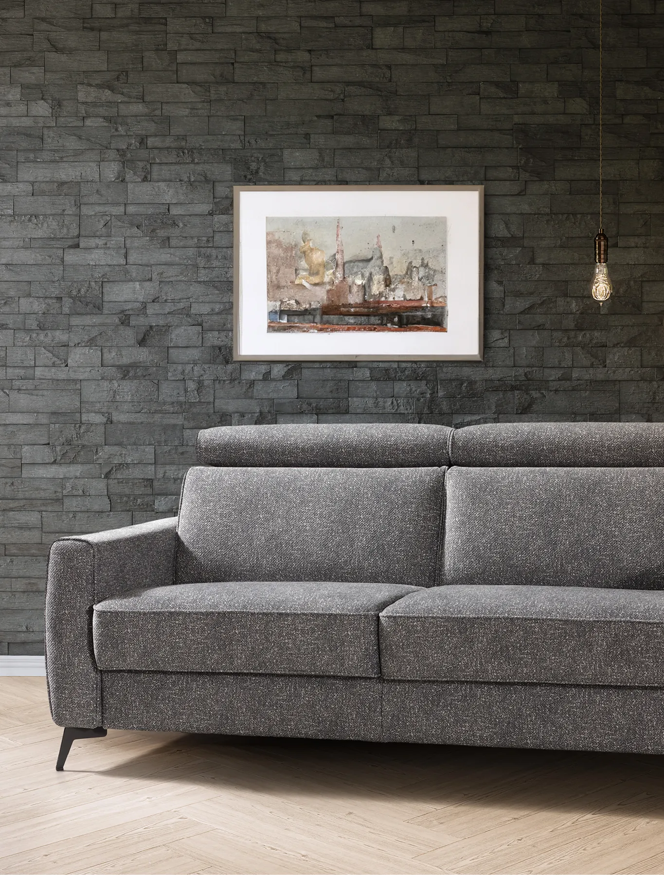 Simples anthrazit-farbiges Zweisitzer-Sofa